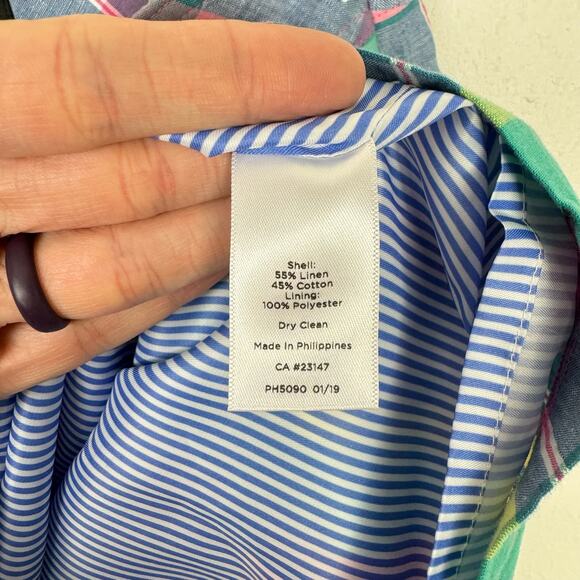 Talbots | NWT Madras Plaid Pastel Linen Blend Knee Length A-lined Skirt - Picture 7 of 8